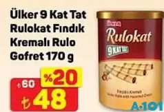 ÜLKER 9 KAT TAT RULOKAT FINDIK KREMALI RULO GOFRET 170 G